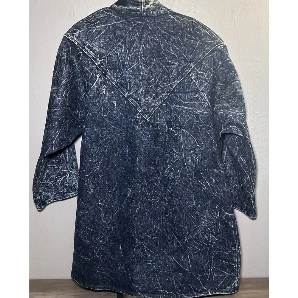 Vtg Christie Of California Denim Jacket Hand Painted Acid Washed Art to Wear 14